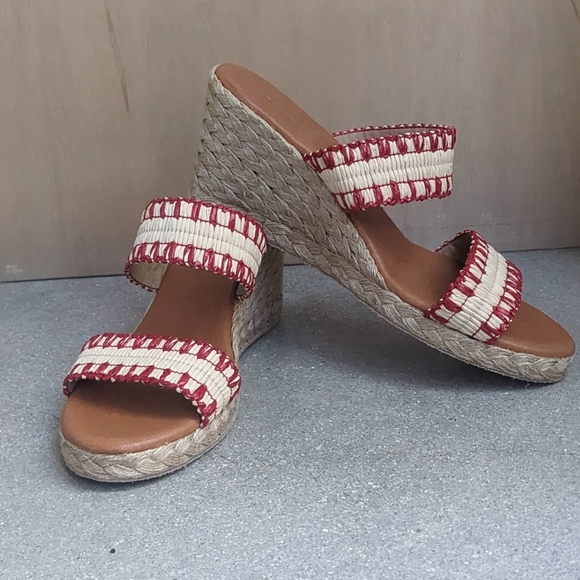 ❤️ André Assous Nolita Raffia Wedge red/neutral sandal - Picture 11 of 11